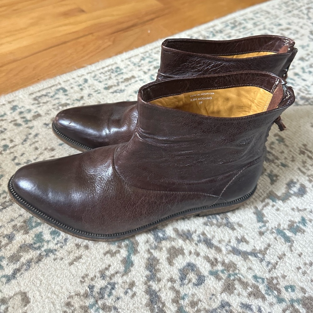 Blackstone Brown Leather Ankle Boots